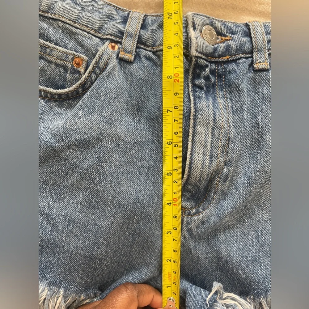 Topshop Womens Jean Shorts Size 4 Blue Kiri Denim Cut Off